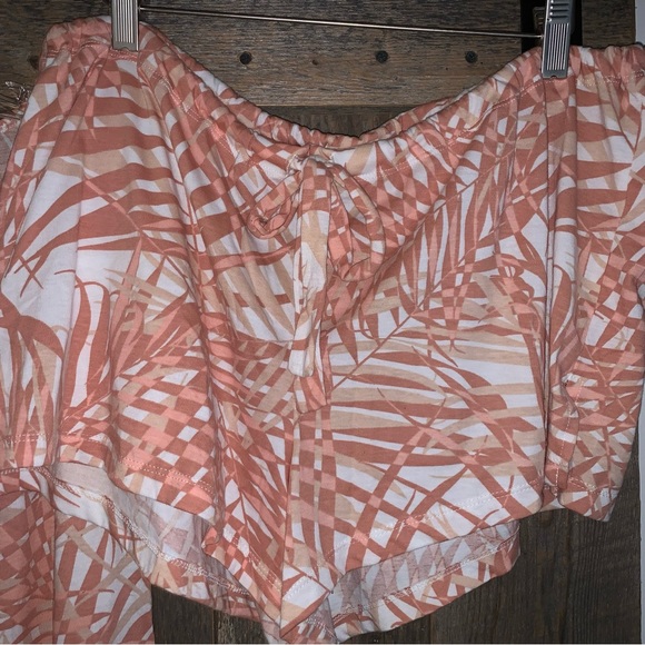 Women’s 0X ADORE ME 2-PC Top & Shorts Set SHADED PALMS Clay Tan Sleep Lounge NWT - Picture 5 of 16